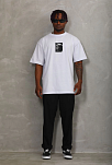Erkek Kısa Kol Yazlık Tişört Bisiklet Yaka Baskılı Oversize T-shirt - Beyaz