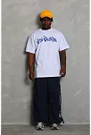 Erkek Baskılı Tişört Kısa Kol Bisiklet Yaka Oversize T-shirt - Beyaz