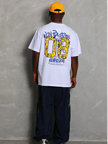 Erkek Baskılı Tişört Kısa Kol Bisiklet Yaka Oversize T-shirt - Beyaz