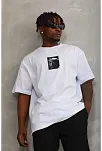 Erkek Kısa Kol Yazlık Tişört Bisiklet Yaka Baskılı Oversize T-shirt - Beyaz