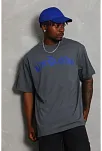 Erkek Baskılı Tişort Kısa Kol Bisiklet Yaka Oversize T-shirt - Füme