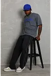 Erkek Baskılı Tişort Kısa Kol Bisiklet Yaka Oversize T-shirt - Füme