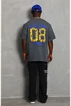 Erkek Baskılı Tişort Kısa Kol Bisiklet Yaka Oversize T-shirt - Füme