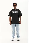 Erkek Baskılı T-shirt Kısa Kol Bisiklet Yaka Regular Fit Rahat Kalıp Günlük Tişört - Siyah