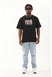 Erkek Baskılı T-shirt Kısa Kol Bisiklet Yaka Regular Fit Rahat Kalıp Günlük Tişört - Siyah