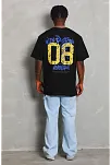 Erkek Baskılı Tişört Kısa Kol Bisiklet Yaka Oversize T-shirt - Siyah