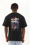 Erkek Baskılı T-shirt Kısa Kol Bisiklet Yaka Regular Fit Rahat Kalıp Günlük Tişört - Siyah