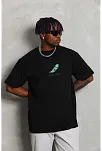 Erkek Baskılı T-shirt Kısa Kol Bisiklet Yaka Rahat Kalıp Tişört - Siyah