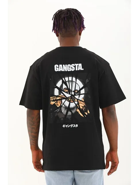 Erkek Baskılı T-shirt Kısa Kol Bisiklet Yaka Regular Fit Rahat Kalıp Günlük Tişört - Siyah