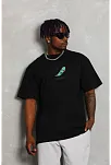 Erkek Baskılı T-shirt Kısa Kol Bisiklet Yaka Rahat Kalıp Tişört - Siyah