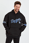 Erkek 3 İplik Pamuklu Kapüşonlu Baskılı Cepli Oversize Sweatshirt Hoodie - Siyah