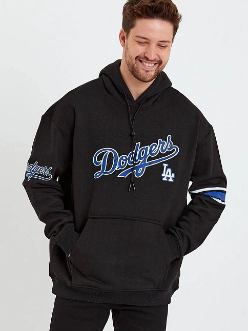 Erkek 3 İplik Pamuklu Kapüşonlu Baskılı Cepli Oversize Sweatshirt Hoodie - Siyah