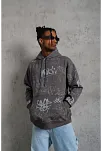 Erkek 3 İplik Pamuklu Kapüşonlu Kanguru Cepli Sweatshirt Hoodie -  Gri