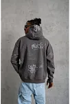 Erkek 3 İplik Pamuklu Kapüşonlu Kanguru Cepli Sweatshirt Hoodie -  Gri