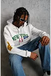 Erkek 3 İplik Pamuklu Kapüşonlu Baskılı Cepli Oversize Sweatshirt Hoodie - Beyaz