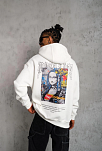 Erkek Baskılı Kapüşonlu Ve Kanguru Cepli Sweatshirt Hoodie - Beyaz