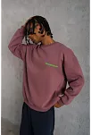 Erkek Bisiklet Yaka Baskılı 3 İplik Pamuklu Sweatshirt - Gül Kurusu
