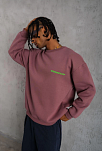 Erkek Bisiklet Yaka Baskılı 3 İplik Pamuklu Sweatshirt - Gül Kurusu
