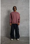 Erkek Bisiklet Yaka Baskılı 3 İplik Pamuklu Sweatshirt - Gül Kurusu