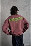 Erkek Bisiklet Yaka Baskılı 3 İplik Pamuklu Sweatshirt - Gül Kurusu
