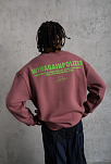 Erkek Bisiklet Yaka Baskılı 3 İplik Pamuklu Sweatshirt - Gül Kurusu