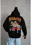 Erkek Baskılı Kapüşonlu 3 İplik Pamuklu Hoodie Sweatshirt - Siyah