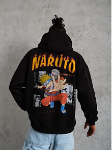 Erkek Baskılı Kapüşonlu 3 İplik Pamuklu Hoodie Sweatshirt - Siyah