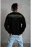 Erkek Bisiklet Yaka Baskılı 3 İplik Pamuklu Sweatshirt - Siyah