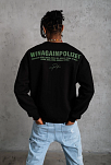 Erkek Bisiklet Yaka Baskılı 3 İplik Pamuklu Sweatshirt - Siyah