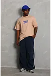 Erkek Baskılı Tişört Kısa Kol Bisiklet Yaka Oversize T-shirt - Bej