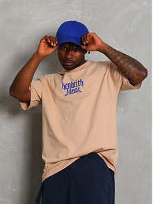Erkek Baskılı Tişört Kısa Kol Bisiklet Yaka Oversize T-shirt - Bej