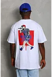 Erkek Baskılı Tişört Kısa Kol Bisiklet Yaka Oversize T-shirt - Beyaz