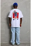 Erkek Baskılı Tişört Kısa Kol Bisiklet Yaka Oversize T-shirt - Beyaz