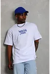 Erkek Baskılı Tişört Kısa Kol Bisiklet Yaka Oversize T-shirt - Beyaz