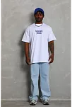 Erkek Baskılı Tişört Kısa Kol Bisiklet Yaka Oversize T-shirt - Beyaz