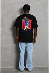 Erkek Baskılı Tişört Kısa Kol Bisiklet Yaka Oversize T-shirt - - Siyah