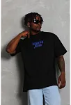 Erkek Baskılı Tişört Kısa Kol Bisiklet Yaka Oversize T-shirt - - Siyah