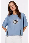 Erkek Baskılı T-shirt Kısa Kol Bisiklet Yaka Rahat Kalıp Tişört - Mavi Erkek Baskılı T-shirt Kısa Kol Bisiklet Yaka Rahat Kalıp Tişört - Mavi