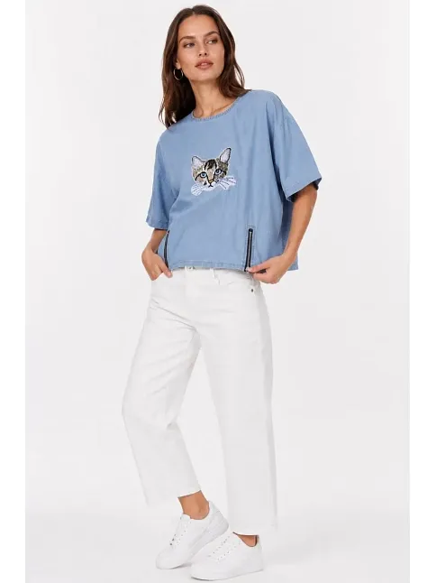 Erkek Baskılı T-shirt Kısa Kol Bisiklet Yaka Rahat Kalıp Tişört - Mavi Erkek Baskılı T-shirt Kısa Kol Bisiklet Yaka Rahat Kalıp Tişört - Mavi