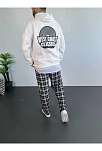 Erkek 3 İplik Pamuklu Kapüşonlu Baskılı Cepli Oversize Sweatshirt Hoodie - Beyaz
