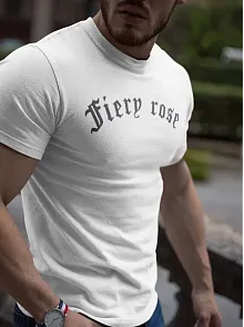 Erkek Tişort Bisiklet Yaka Baskılı Kısa Kol T-shirt - Beyaz