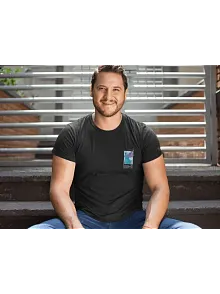 Erkek Tişort  Bisiklet Yaka Baskılı Kısa Kol T-shirt - Siyah