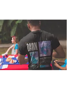Erkek Tişort  Bisiklet Yaka Baskılı Kısa Kol T-shirt - Siyah