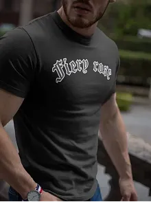 Erkek Tişort Bisiklet Yaka Baskılı Kısa Kol T-shirt - Siyah