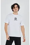 Erkek Baskılı T-shirt Kısa Kol Bisiklet Yaka Regular Fit Rahat Kalıp Günlük Tişört - Beyaz
