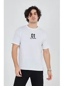 Erkek Baskılı T-shirt Kısa Kol Bisiklet Yaka Regular Fit Rahat Kalıp Günlük Tişört - Beyaz