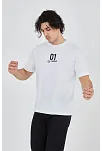 Erkek Baskılı T-shirt Kısa Kol Bisiklet Yaka Regular Fit Rahat Kalıp Günlük Tişört - Beyaz