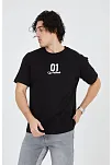 Erkek Baskılı T-shirt Kısa Kol Bisiklet Yaka Regular Fit Rahat Kalıp Günlük Tişört - Siyah