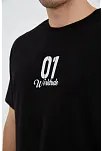 Erkek Baskılı T-shirt Kısa Kol Bisiklet Yaka Regular Fit Rahat Kalıp Günlük Tişört - Siyah