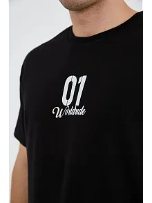 Erkek Baskılı T-shirt Kısa Kol Bisiklet Yaka Regular Fit Rahat Kalıp Günlük Tişört - Siyah